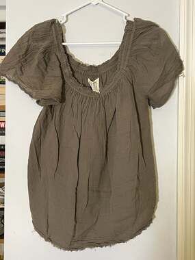 Kirsty Hume for Velvet by Graham & Spencer Olive Green 100% Cotton Gauze Blouse
